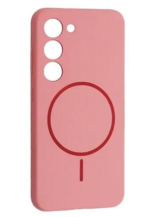 Чохол silicone case luxury+magsafe for samsung s23+ rose pink