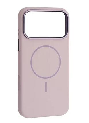 Чехол liquid silicone case metal camera magsafe для iphone 17 pro morandi purple