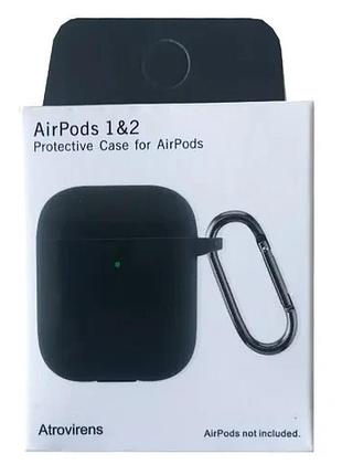 Чехол для airpods 1/2 silicon slim (+ карабин) new box atrovirens