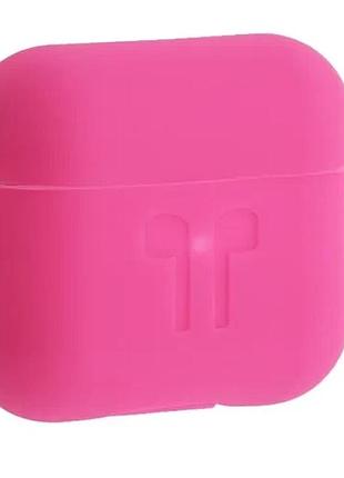Чохол для airpods 3 силіконовий 2мм logo 2в1(+ карабин) тех.пак hot pink