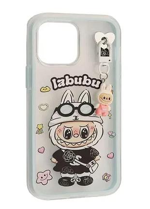 Чехол labubu (с брелком) for iphone 15 pro max blue