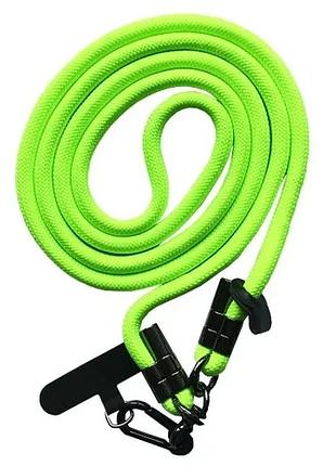 Шнурок long (150см) 8mm з карабіном + тримач для чохлів (універсальний) party green