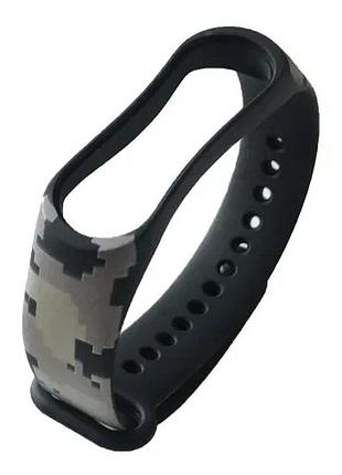 Ремінець для xiaomi mi band 3/4 camouflage pixel black army
