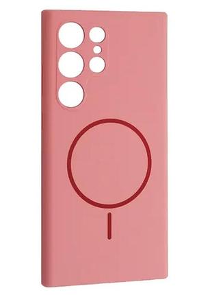 Чехол silicone case luxury+magsafe for samsung s23 ultra rose pink