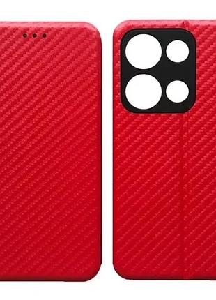 Чехол-книжка carbon for xiaomi redmi note 14s red