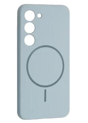 Чехол silicone case luxury+magsafe for samsung s23 sky blue