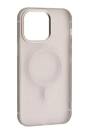 Чехол dulero metal clear magsafe case for iphone 15 pro max silver