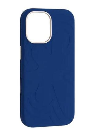 Чохол flower liquid silicone case magsafe для iphone 17 quiet blue