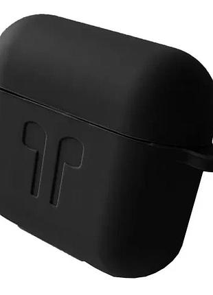 Чехол для airpods 3 силиконовый 2мм logo 2в1(+ карабин) тех.пак black
