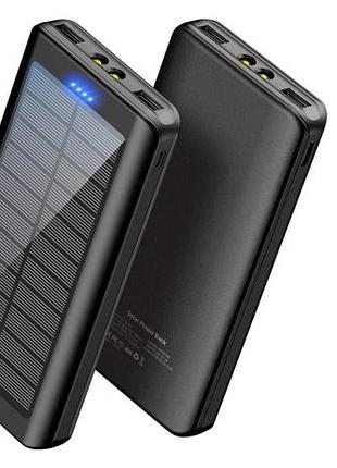 Lonpapa qc86s - powerbank на 30000 mah з сонячною панелью, 2 виходи, світлодіодний ліхтарик. новий без пакування