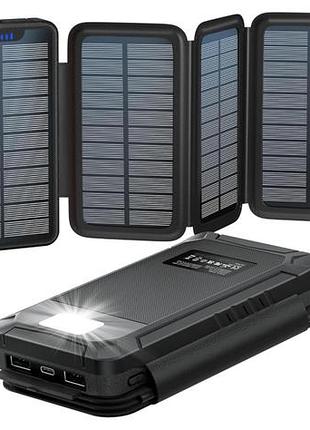Сонячний powerbank ibattery yd-820s 26800 mah з 4 сонячними панелями та ліхтариком. водонепронекний чорний амазон німетчина