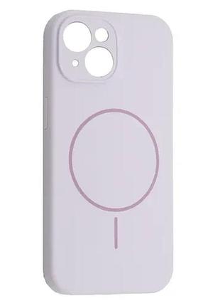 Чехол silicone case full camera fine ring magsafe for iphone 14 glycine