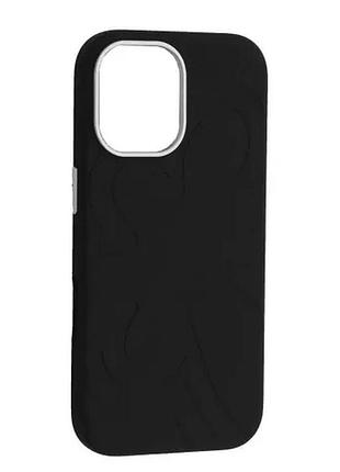 Чохол flower liquid silicone case magsafe для iphone 16 black