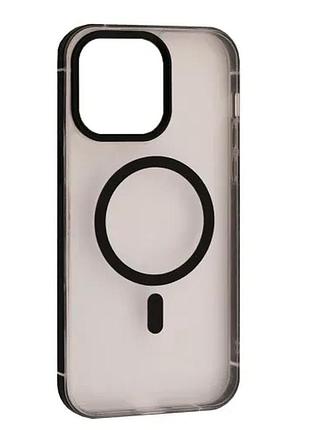 Чехол dulero metal clear magsafe case for iphone 15 pro max black