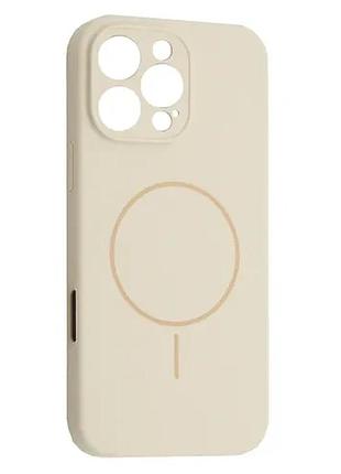 Чехол silicone case full camera fine ring magsafe for iphone 16 pro antique white