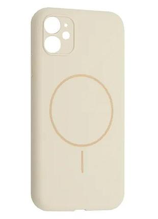 Чехол silicone case full camera fine ring magsafe for iphone 12 antique white