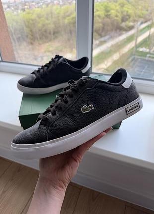 Чоловічі шкіряні кросівки lacoste us10 43 чорні 28,4 см оригінал шкіра