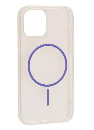 Чехол clear magnetic (color slim magsafe) box for iphone 16 pro flaming purple