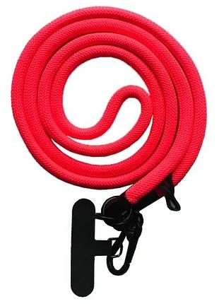 Шнурок new (120см) 8mm с карабином + держатель для чехлов (универсальный) hot pink