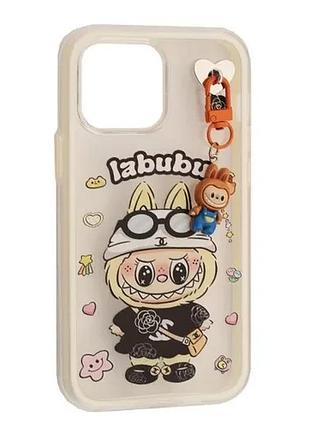 Чехол labubu (с брелком) for iphone 15 pro white