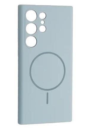 Чехол silicone case luxury+magsafe for samsung s24 ultra sky blue