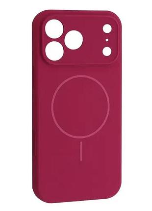 Чехол silicone case full camera fine ring magsafe for iphone 17 pro manyue red