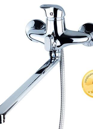 Смеситель для ванны aquatica nk излив прямой 350мм дивертор встроенный картриджный ø40 мм