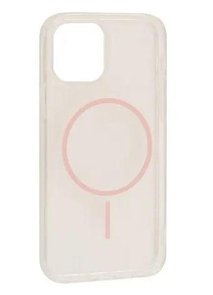 Чехол clear magnetic (color slim magsafe) box for iphone 13 pro pink