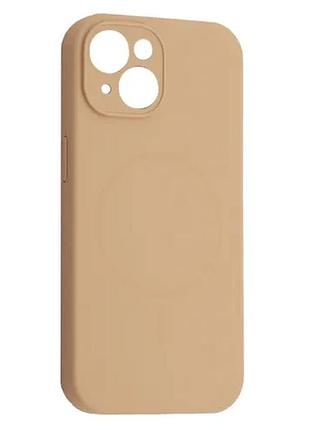 Чехол silicone case full camera fine ring magsafe for iphone 15 desert gold