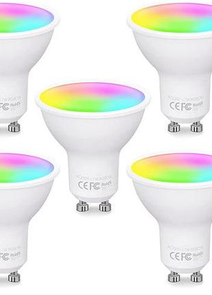 Лампочки fitop gu10 alexa, умная лампа с wifi, 4,7 вт эквивалентно 50 вт, rgb 16 миллионов цветов + теплый белый холодный белья