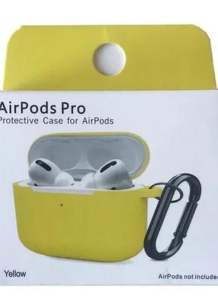Чохол для airpods pro silicone slim (+ карабин) new box yellow