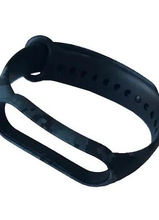 Ремешок для xiaomi mi band 5/6/7 camouflage pixel black-grey