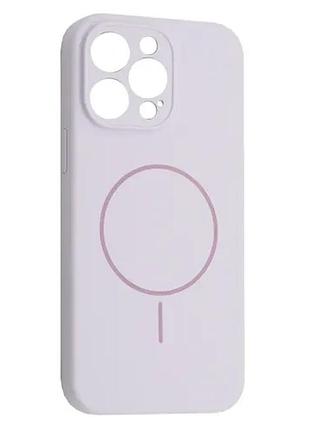 Чохол silicone case full camera fine ring magsafe for iphone 14 pro max glycine
