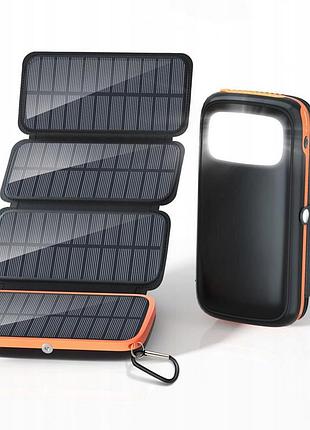 Солнечное зарядное устройство conxwan solar power bank 26800 мач с 4 солнечными панелями для кемпинга и походов. амазон германия