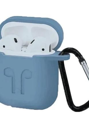 Чохол для airpods силіконовий logo 2в1(+ карабин) тех.пак lilac