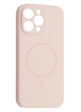 Чехол silicone case full camera fine ring magsafe for iphone 15 pro chalk pink