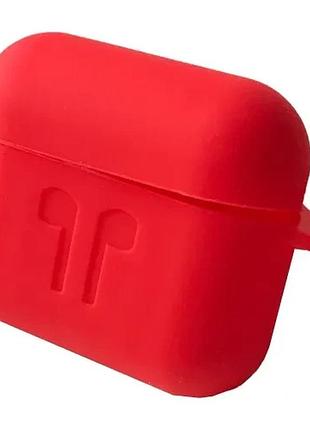 Чехол для airpods 3 силиконовый 2мм logo 2в1(+ карабин) тех.пак red