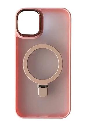 Чохол matte ring-magsafe for iphone 14 pro світло рожевий