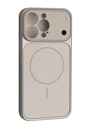 Чехол new ag glass magsafe case for iphone 15 pro silver