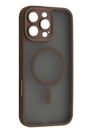 Чехол rock guard touch series with magnetic (anti-drop lens) for iphone 16 pro max golden brown