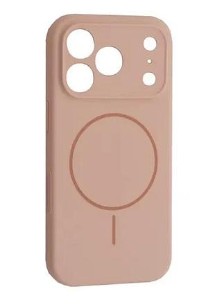 Чехол silicone case full camera fine ring magsafe for iphone 17 pro max pink