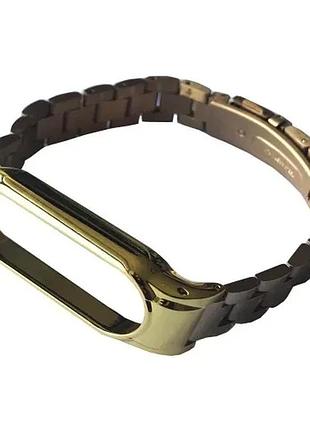 Ремінець для xiaomi mi band 3/4/5/6 3-bead metal band lemon gold