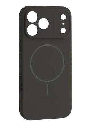Чехол silicone case full camera fine ring magsafe for iphone 17 pro max charcoal grey black