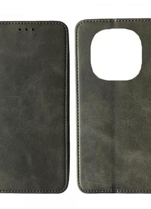 Чехол-книжка black tpu magnet for xiaomi redmi note 14 pro 4g gray