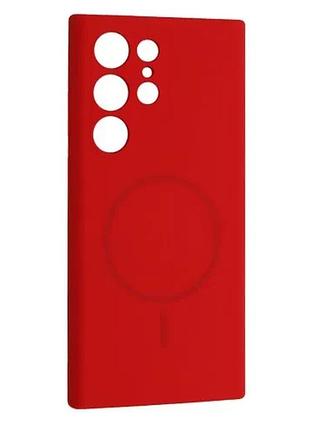 Чехол silicone case luxury+magsafe for samsung s25 ultra red