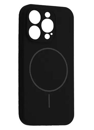 Чехол silicone case full camera fine ring magsafe for iphone 13 pro black