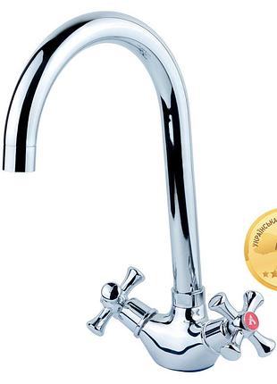 Смеситель для кухни aquatica pl 1/2" гусак высокий ухо на гайке