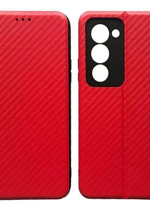Чохол-книжка carbon for xiaomi redmi 15 (169,5мм) red