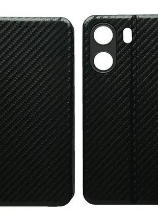 Чехол-книжка carbon for xiaomi redmi 13c black