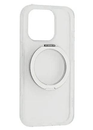 Чохол rock crystal rotating with magnetic (foldable bracket) for iphone 16 pro transparent